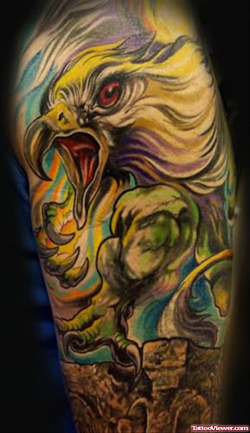 Angry Griffin Gargoyle Tattoo