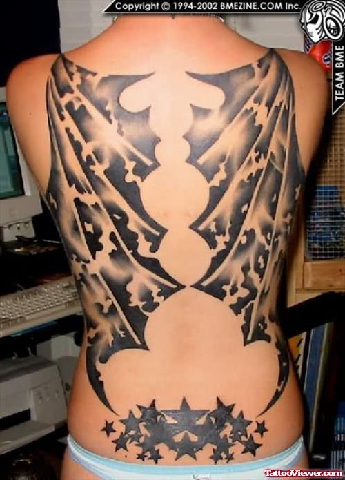 Gargoyle Bat Wings Tattoo On Back