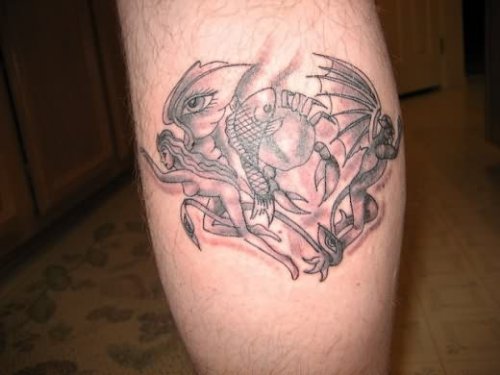 Gragoyle Leg Tattoo Design