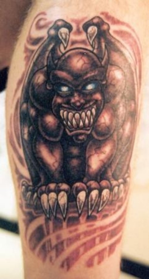 Gargoyle Tattoo On Leg