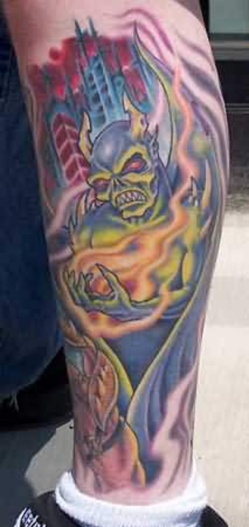 Demon Gargoyle Tattoo On Leg