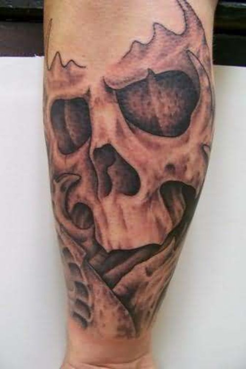 Freehand Skull Gargoyle Tattoo