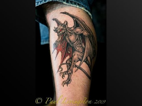 Dragon Gargoyle Tattoo On Leg