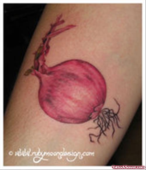 Color Ink Garlic Tattoo On Bicep