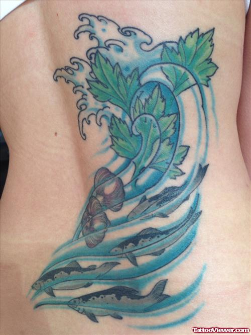 Garlic Tattoo On Girl Back Body