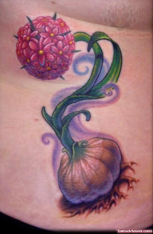 Color ink Garlic Flower Tattoo