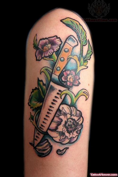 Knife And Garlic Tattoo