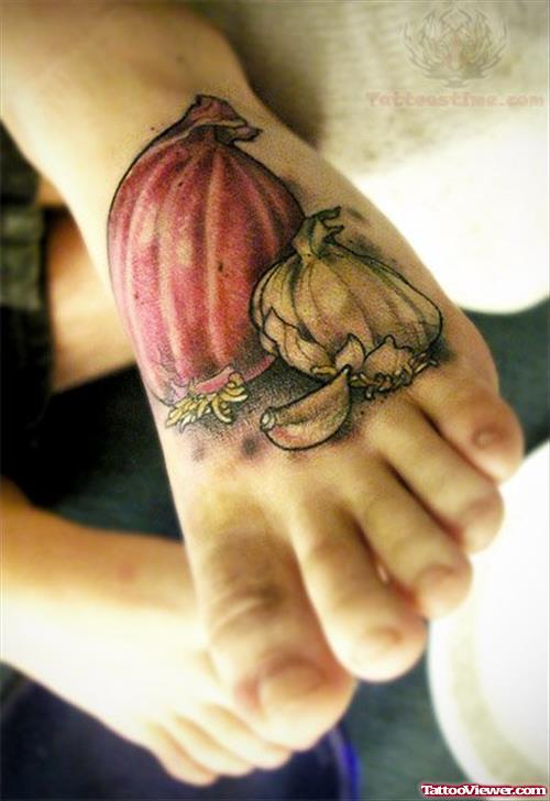 Garlic Tattoo On Foot