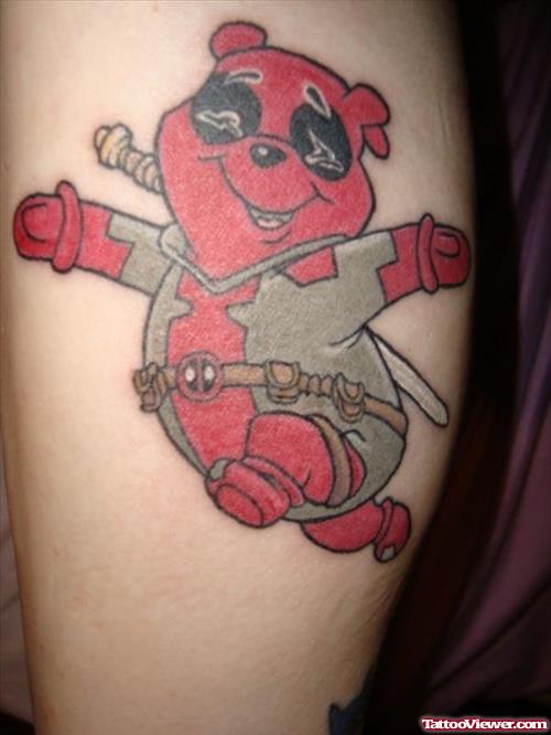 Red Ink Teddy Geek Tattoo