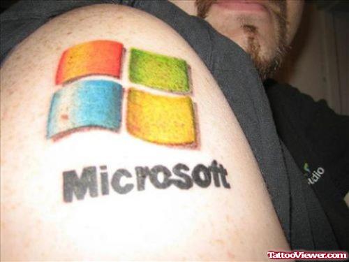 Microsoft Geek Tattoo On Right Shoulder