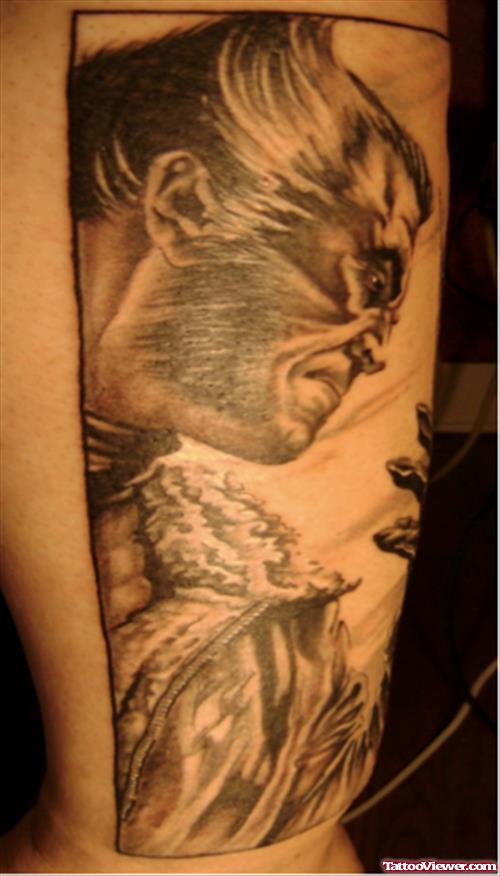 Grey Ink Geek Tattoo On Arm