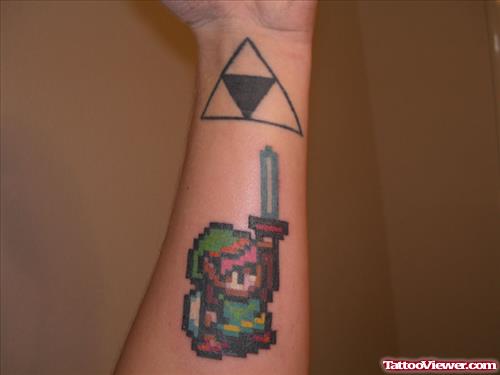 Color Ink Animated Geek Tattoo On Left Forearm