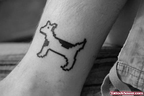 Animation Geek Dog Tattoo On Leg