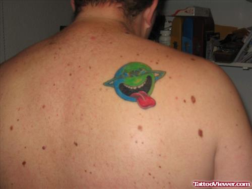 Amazing Colored Geek Tattoo On Right Back Shoulder