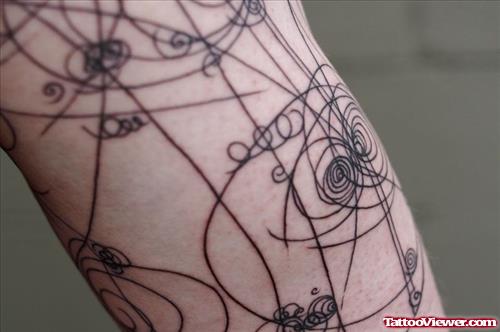 Grey Ink Geek Tattoo On Sleeve