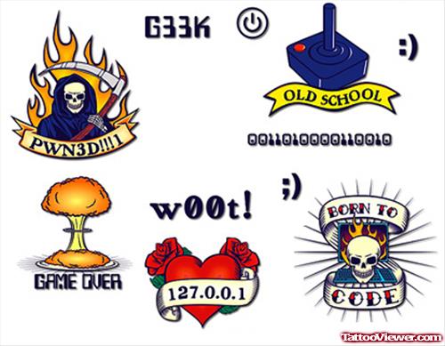Latest Colored Geek Tattoos Designs