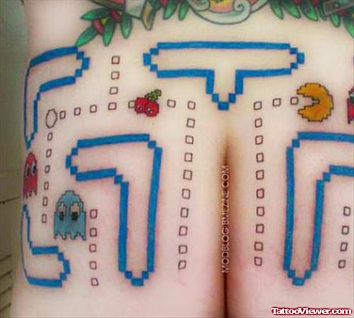 Color Ink Pacman Geek Tattoo
