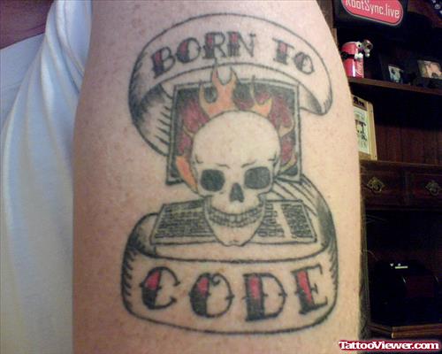 Born To Code Geek Tattoo On Bicep