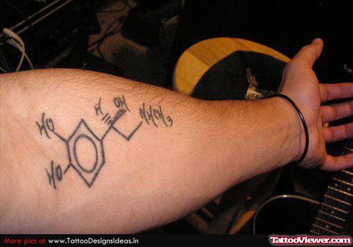 Grey Ink Geek Tattoo On Left Arm
