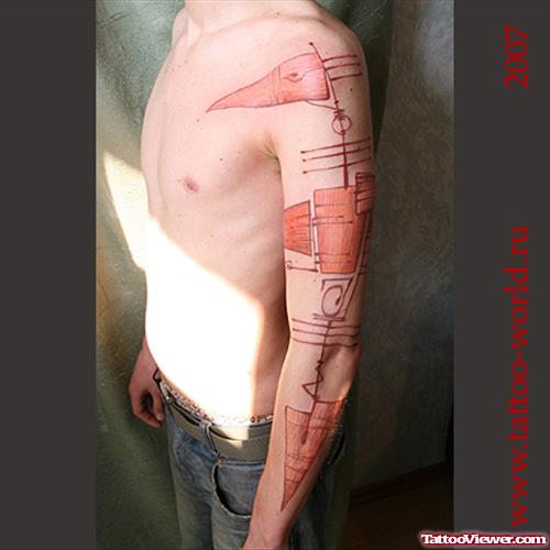 Classic Geek Tattoo On Man Left Sleeve