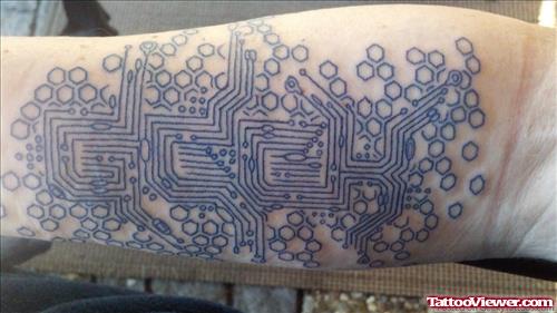 Chip Circuit Geek Tattoo On Arm