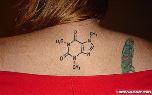 Geek Molecule Tattoo On Upperback