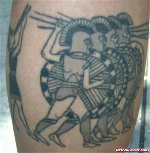 Awesome Grey Ink Geek Warrior Tattoo