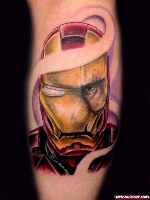 Awesome Colored Geek Tattoo On Leg