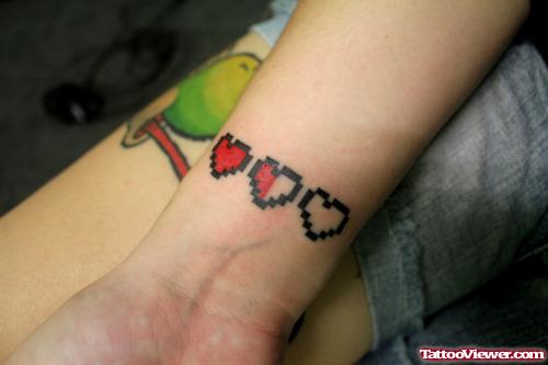 Animated Hearts Geek Tattoos On Wrist