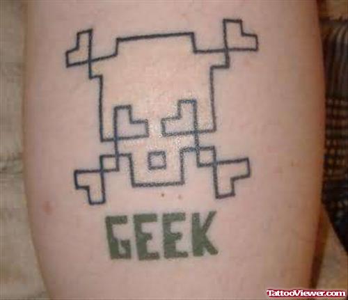 Geek Animted Tattoo On Bicep