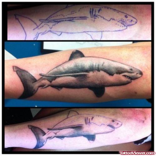 Geek Fish Tattoo On Arm
