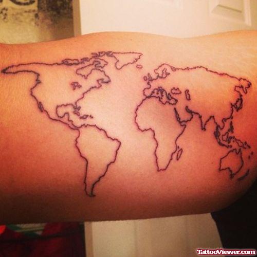Outline Map Geek Tattoo On Bicep