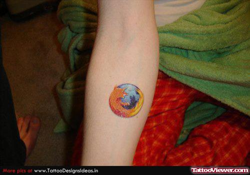 Mozila Firefox Logo Geek Tattoo On Arm