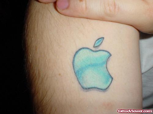 Blue Ink Apple Geek Tattoo