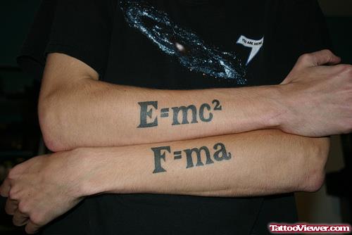 Math Formula Geek Tattoo On Both Arm