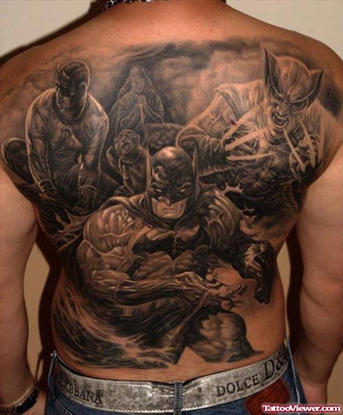 Awesome Grey Ink Geek Tattoo On Man Back Body