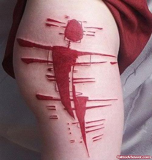 Red Ink Geek Tattoo On Sleeve