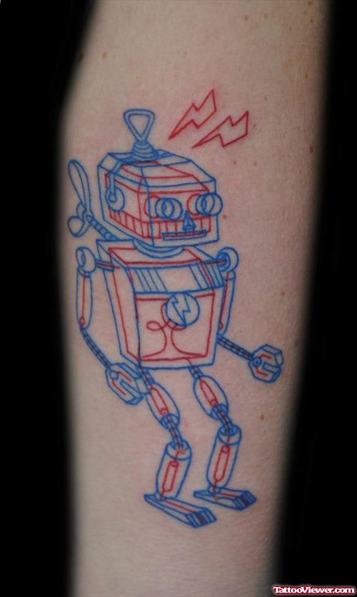 Awesome 3D Geek Robot Tattoo Design