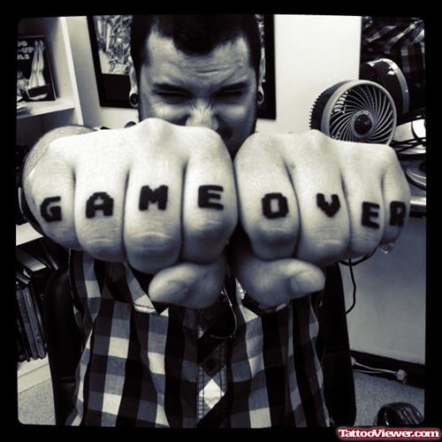 Game Over Geek Tattoos On Fingers