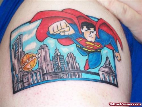 Awesome Colored Geek Tattoo On Shoulder