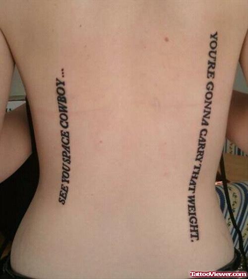 Geek Lettering Tattoo On Back