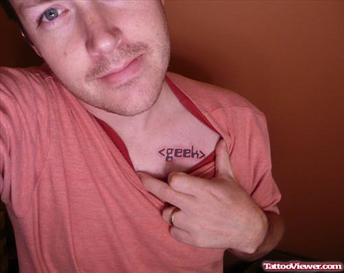 Geek HTML Tag Tattoo On Chest