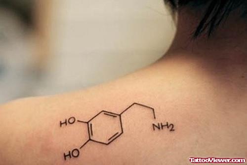 Geek Chemical Molecule Tattoo On Back Shoulder