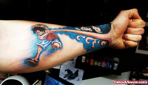 Color Ink Geek Tattoo On Left Forearm