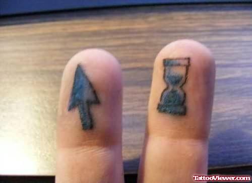 Cursor Geek Tattoo On Finger Tips