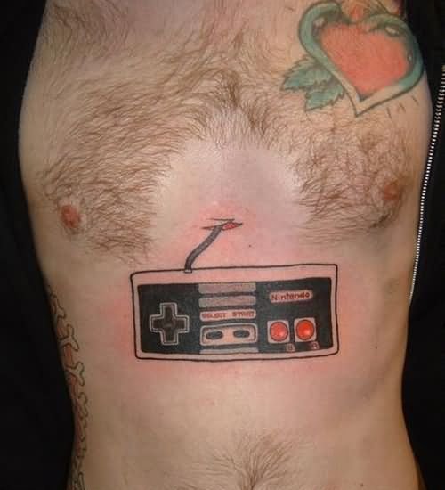 Geek Tattoo On Chest And Stomach