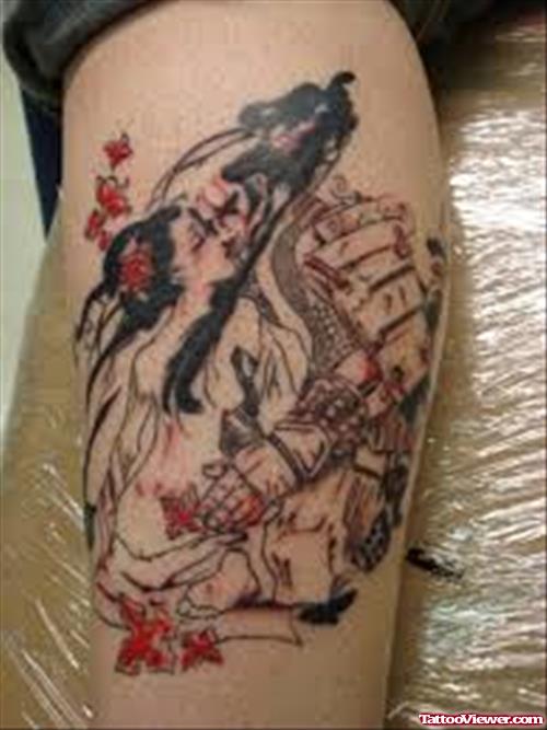 Best Japanese Geisha Tattoo On Leg