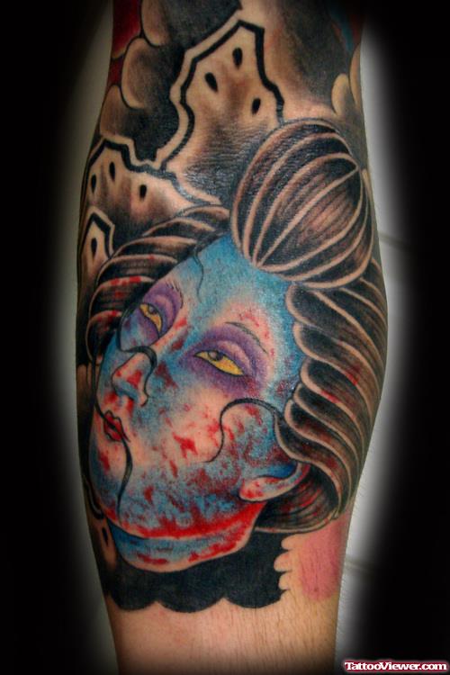 Colored Dead Geisha Tattoo