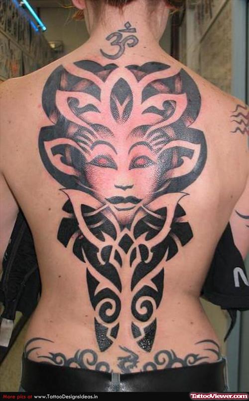 Tribal Geisha Tattoo On Back