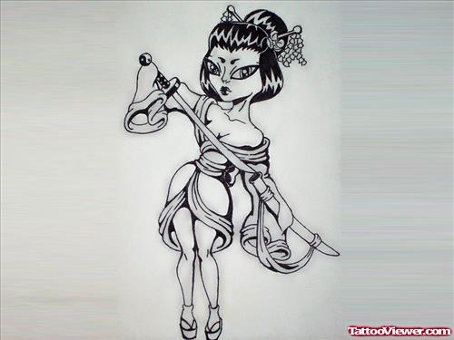 Samurai Geisha Tattoo Design